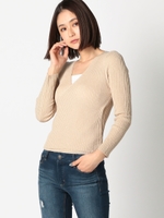 カシュクールリブニット/ベージュ