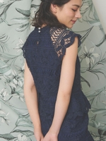 カラーレースブラウス/紺