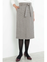 ガンクラブチェックスカート/ベージュ系1(041)