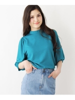 ギンガムチェックボリューム袖プルオーバー/ダークグリーン(023)