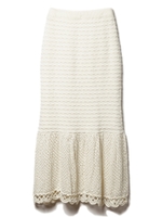 クロシェトリミングニットスカート/ホワイト