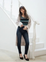 ケーブルニットロングCD/グレー