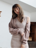 コクーンスリーブショートニットCD/ベージュ