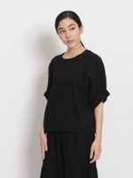 コットンライトダブルクロスドルマンブラウス/ブラック