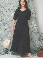 コットンレースワンピース/黒