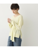 サイドスリットニットトップス/L/YEL1