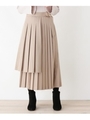 サイドバックルラップ風プリーツスカート/ライトベージュ(051)