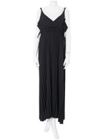 サイドリボンキャミソールプリーツマキシワンピース/ブラック