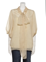 シースルー2WAYリボンブラウス/ベージュ