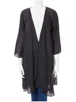 シースルー刺繍ロングガウン/ブラック