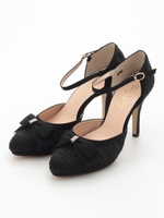 シャーリングセパレートパンプス/黒布