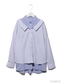 シャツonシャツワンピース/ブルー
