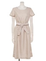 シャンタンワンピース（ロイヤルラメツイード）/ベージュ