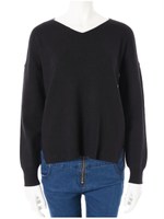 シルキータッチVネックニット/ブラック