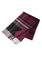 シルクカシミヤチェック×ムジ マフラー/ワインレッド(263)