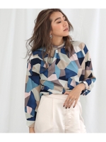 ジオメトッリックプチハイネックブラ/ブルー(019)