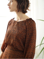 ジョーゼット花柄ブラウス/ブラック