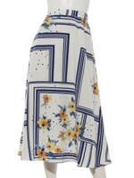 スカーフ柄プリントスカート/その他 オフホワイト
