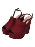 ストラップウェッジサンダル/ボルドー