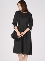 ストレッチポンチサイドプリーツワンピース/ライトグレー