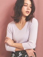 スプリングカラーリブニット/ラベンダー