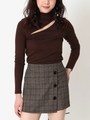 スリットDハイネックTOP/BROWN