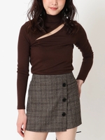 スリットDハイネックTOP/BROWN