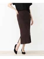 スリットリブタイトスカート/ダークブラウン(043)