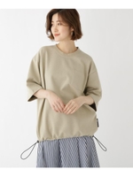 ダブルフェイス 裾ドローコード 半袖 Tシャツ/ベージュ(052)