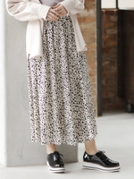 ダルメシアン柄ギャザースカート/アイボリー