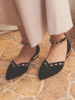 チェーンストラップパンプス/黒