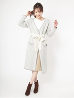 チェックジャガードニットコーディガン/モクグレー