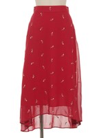 チューリップシシュウイレギュラーヘムスカート/ダークレッド