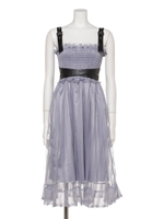 チュールシャーリングキャミワンピース/ブルー