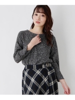 ツイスト袖ツイード風プルオーバー/ブラック(019)