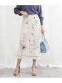 デジタルボタニカルフレアースカート/オフホワイト(002)