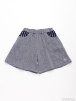 デニム風ダブルガーゼキュロット/ネイビー