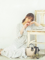 ドット柄レイヤード風ワンピース/シロクロ