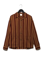 ドビーストライプシャツカバーオール/ブラウン