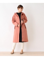 ドロップショルダーロングフーデットコート/ラズベリーピンク(073)