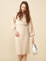 ニットタイトロングスカート/ベージュ