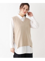 ニットベスト＆シャツセット/ライトベージュ(051)