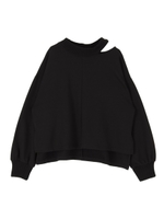 ネックカットボリュームプルオーバー/ブラック