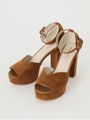 ハートカットストラップサンダル/キャメル