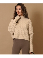 ハイネックケーブル柄ニット/ベージュ(005)