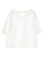 バックギャザー5Sオーバーブラウス/オフホワイト