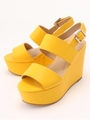 バックベルトウェッジサンダル/イエロー