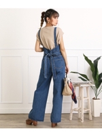 バックリボンデニムオールインワン/ブルー(019)