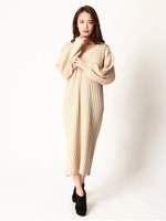 バルーンスリーブニットワンピース/L/BEIGE