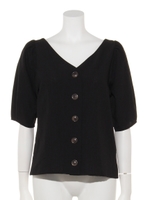 パフスリーブブラウス/ブラック